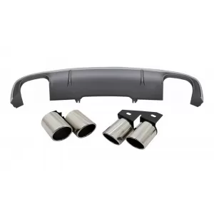 Rear Bumper Diffuser with Exhaust Muffler Tips Tail Pipes suitable for Audi A4 B9 8W Sedan Avant S-line (2016-2018) S4 Design