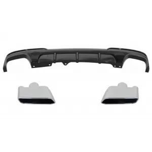 Double Outlet Air Diffuser suitable for BMW 5 Series F10 F11 (2011-2017) with Exhaust Muffler Tips M-Performance Design Piano Black