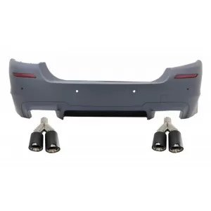 Rear Bumper suitable for BMW 5 Series F10 (2011-2017) with Dual Twin Exhaust Muffler Tips Carbon Fiber M5 Design