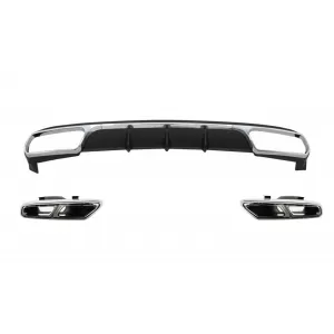 Rear Diffuser with Exhaust Muffler Tips Chrome suitable for Mercedes E-Class W212 Facelift (2013-2016) E65 Design only Standard Bumper