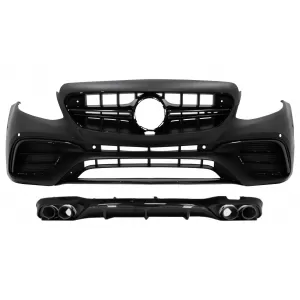 Front Bumper with Rear Diffuser and Exhaust Tips suitable for Mercedes E-Class W213 (2016-2019) E53 Design Black Edition