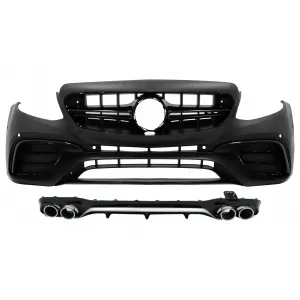 Front Bumper with Rear Diffuser and Exhaust Tips Chrome suitable for Mercedes E-Class W213 (2016-2019) E53 Design