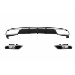 Rear Diffuser with Exhaust Muffler Tips Chrome suitable for Mercedes E-Class W212 Facelift (2013-2016) E65 Design only Standard Bumper
