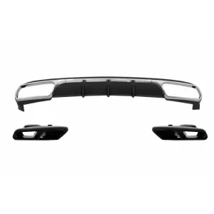 Rear Diffuser with Exhaust Muffler Tips Black suitable for Mercedes E-Class W212 Facelift (2013-2016) only Standard Bumper