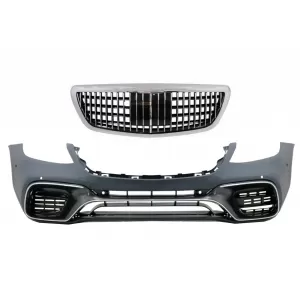Front Bumper with Grille Chrome suitable for Mercedes S-Class W222 Facelift (2014-06.2017) Vertical S63 Design