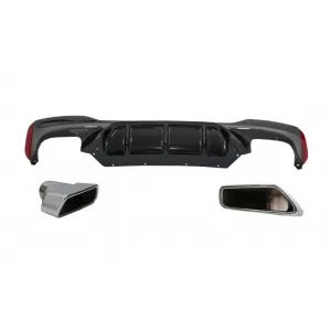 Rear Bumper Diffuser with Exhaust Muffler Tips Chrome suitable for BMW 5 Series G30 G31 Limousine Touring (2017-up) M5 Design