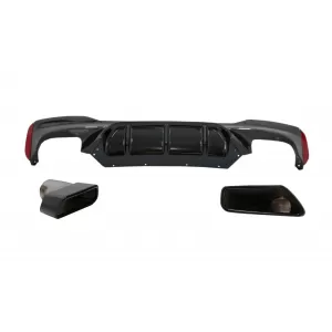 Rear Bumper Diffuser with Exhaust Muffler Tips Black suitable for BMW 5 Series G30 G31 Limousine Touring (2017-up) M5 Design