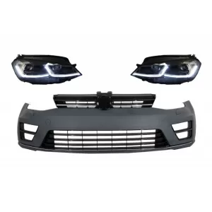 Front Bumper with RHD LED Headlights Sequential Dynamic Turning Lights suitable for VW Golf VII 7 (2013-2017) R-Line Look