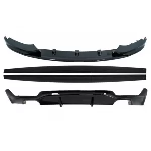 Front Bumper Spoiler Lip suitable for BMW 4 Series F32 F33 F36 Coupe Cabrio Grand Coupe (2013-03.2019) with Side Skirts Add-on Lip Extensions and Rear Bumper Diffuser Twin Double Outlet M-Performance