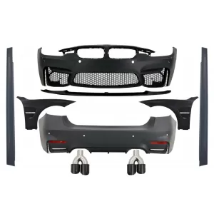 Complete Body Kit with Carbon Fiber Exhaust Muffler Tips and Front Fenders suitable for BMW F30 (2011-2019) EVO II M3 CS Style Without Fog Lamps