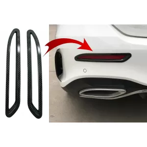 Rear Bumper Reflectors Frame Trim Cover Stickers Decal suitable for Mercedes A-Class V177 Sedan AMG Line (2018-Up) Carbon