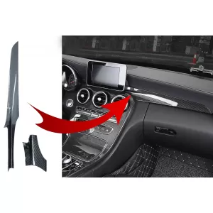Car Center Console Dashboard Strips Interior Trim Suitable for Mercedes C-Class W205 (2014-2018) GLC X253 (2015-2018) Carbon Fiber Style LHD