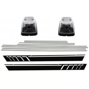 Add On Door Moldings Stripes Brushed Aluminum with Side Decals Sticker Vinyl Black and Turning Lights suitable for Mercedes G-Class W463 (1989-2015)