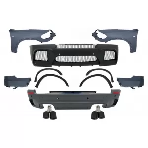 Complete Body Kit with Front Fenders and Twin Exhaust Muffler Tips Carbon Fier Matte suitable for BMW X5 E70 (2007-2013) X5M M Design
