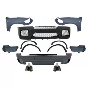 Complete Body Kit with Front Fenders with Dual Twin Exhaust Muffler Tips Carbon Fiber Matte suitable for BMW X5 E70 (2007-2013) X5M M Design