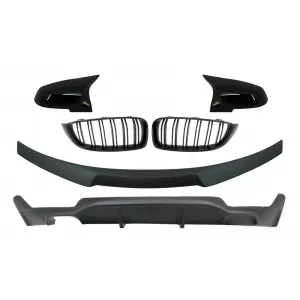 Conversion Package to M Performance Design Central Kidney Grilles With Trunk Spoiler and Mirror Covers suitable for BMW 4 Series Coupe F32 (2013-up) Air Diffuser Matte Black