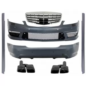 Body Kit suitable for Mercedes W221 S-Class (2005-2011) S63 S65 Design with Front Grille and Exhaust Muffler Tips