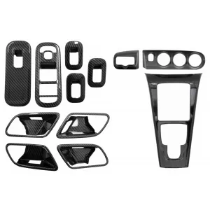 Inner Car Window Glass Switch Button Cover with Door Cover Handle Bowl and Console Dashboard and Car Headlight Frame suitable for Mercedes A W177 V177 (2018+) Carbon Film