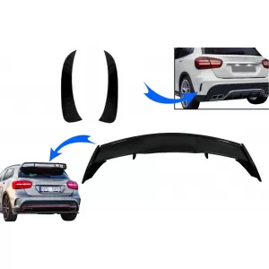 Trunk Boot Lid Spoiler with Rear Bumper Flaps Side Fins Flics suitable for Mercedes GLA X156 GLA45 (2014-2019)