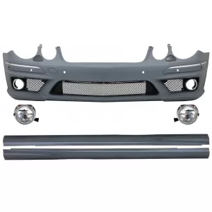 Front Bumper suitable for Mercedes W211 E-Class Facelift (2006-2009) With Fog Lights and Side Skirts
