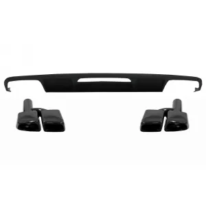 Rear Bumper Diffuser suitable for Mercedes W218 CLS Sedan (2011-2017) and Exhaust Muffler Tips Tail Pipes Only for AMG Sport Line