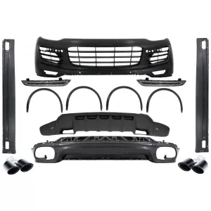 Complete Body Kit suitable for Porsche Cayenne Facelift (2014-2017) GTS Design with Exhaust Muffler Tips Glossy Black
