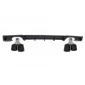 Rear Valance Diffuser Twin Double Outlet with Exhaust Muffler Tips Carbon Fiber Matte suitable for BMW 3 Series F30 F31 (2011-up) M Design - CORDBMF30MPDOGJET24