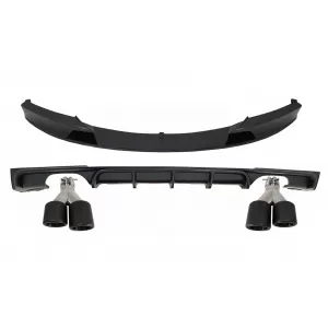 Front Spoiler LIp with Valance Diffuser Double Outlet and Exhaust Muffler Tips suitable for BMW 3 Series F30 F31 (2011-up) M Design - COCBBMF30MPDOGJET24PB