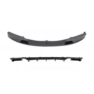 Front Bumper Spoiler Splitter with Diffuser Double Outlet for Single Exhaust suitable for BMW 3 Series F30 F31 (2011-up) M-Performance Design Carbon Film Coating - COFBSBMF30MPCFRDCF