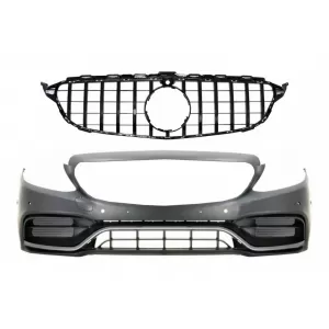 Front Bumper with Grille Black suitable for Mercedes C-Class W205 S205 C205 A205 (2014-2018) C63 GT-R Design