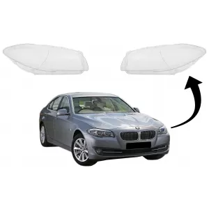 Headlights Lens Glasses suitable for BMW 5 Series F10 F11 F18 (2010-2017) Clear Glass Optics