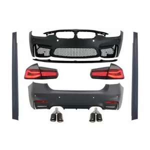 Body Kit with Dual Twin Exhaust Muffler Tips suitable for BMW 3 series F30 (2011-2019) and LED Taillights Dynamic Sequential Turning Light EVO II M3 CS Design