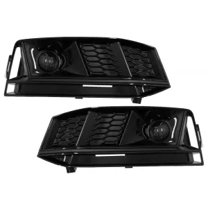 Bumper Lower Grille ACC Covers Side Grilles suitable for Audi A4 B9 S-Line Sedan Avant (2016-2018) RS4 Design Black Edition