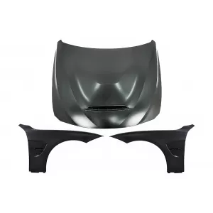 Hood Bonnet with Front Fenders Black suitable for BMW 3 Series F30 F31 (2011-2019) M3 GTS Look