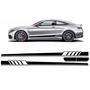 Side Decals Sticker Vinyl suitable for Mercedes C-Class C205 Coupe A205 Cabriolet (2014-up) C63 Design Piano Black
