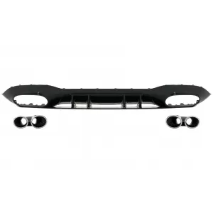 Rear Bumper Valance Diffuser suitable for Mercedes A-Class V177 Sedan (2018-) Chrome Exhaust