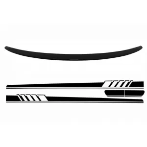 Trunk Boot Spoiler with Side Decals Sticker Vinyl suitable for Mercedes C-Class Coupe C205 (2014-2019) Piano Black - COTSMBC205PBSTPB