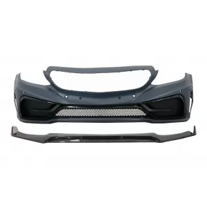 Front Bumper with Real Carbon Lip suitable for Mercedes C-Class W205 S205 A205 C205 (2014-2019) Limousine T-Model Coupe Cabriolet