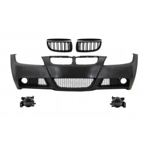 Front Bumper with Kidney Grilles and Smoke Fog Lights suitable for BMW 3 Series E90 E91 Sedan Touring (2004-2008) M-Technik Design