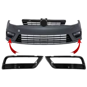 Side Grilles Front Bumper suitable for VW Golf VII 7 (2013-2017) R-Line Design Piano Black