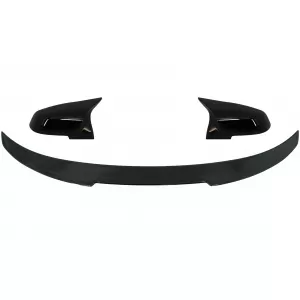 Trunk Spoiler with Mirror Covers suitable for BMW 4 Series Gran Coupe F36 (2014-03.2019) M4 CSL Design Black
