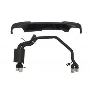 Diffuser Piano Black with Exhaust System Twin Double Exhaust Pipes suitable for BMW 5 Series F10 (2011-2016) 102-433/70RS