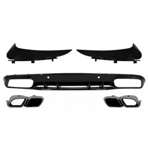 Bumper Valance Diffuser with Rear Bumper Flaps suitable for Mercedes C-Class C205 A205 Coupe Cabriolet (2014-2019) Facelift C63S Design - CORBSPMBC205AMGRDFS
