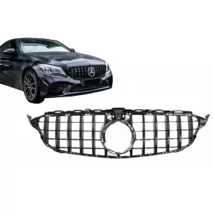 Front Grille suitable for Mercedes C-Class W205 Sedan S205 T-Modell A205 Cabriolet C205 Coupe Facelift (03.2018-2020) Black