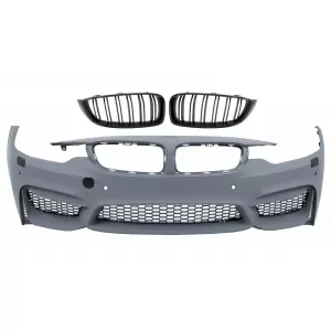 Front Bumper with Grilles suitable for BMW 4 Series F32 Coupe F33 Convertible F36 Gran Coupe (2013-2017) M4 Design - COFBBMF32M4FGPB