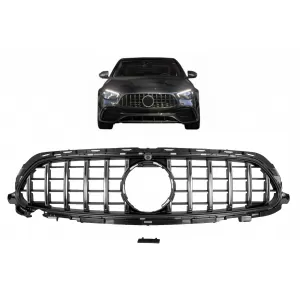 Central Grille suitable for Mercedes E-Class Facelift W213 S213 C238 A238 Sport Line (2020-Up) GT-R Panamericana Design Chrome