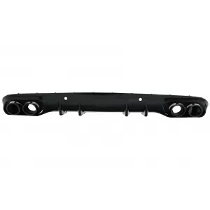 Rear Bumper Valance Diffuser Double Outlet with Exhaust Tips suitable for Mercedes C-Class C205 A205 Coupe Cabriolet (2014-2019) C43 Design Night Package - RDMBC205C43B