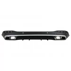 Rear Diffuser with Silver Exhaust Muffler Tips suitable for Mercedes GLE W167 SUV V167 Sport Line (2019-Up) GLE 63 Design