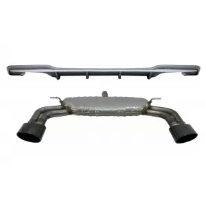 Rear Bumper Valance Diffuser with Exhaust System Piano Black suitable for Audi A3 8V Facelift Sedan Convertible (2016-2019) S3 Design only for S-Line Bumper