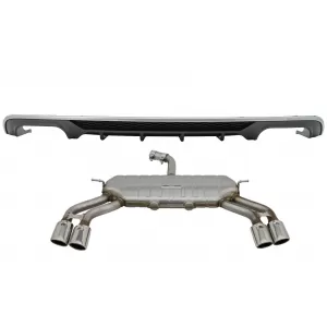 Rear Bumper Valance Diffuser with Exhaust System suitable for Audi A3 8V Facelift Sedan Convertible (2016-2019) Standard Bumper (SE) S3 Design